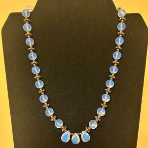 Opalite necklace with silver accents and closure